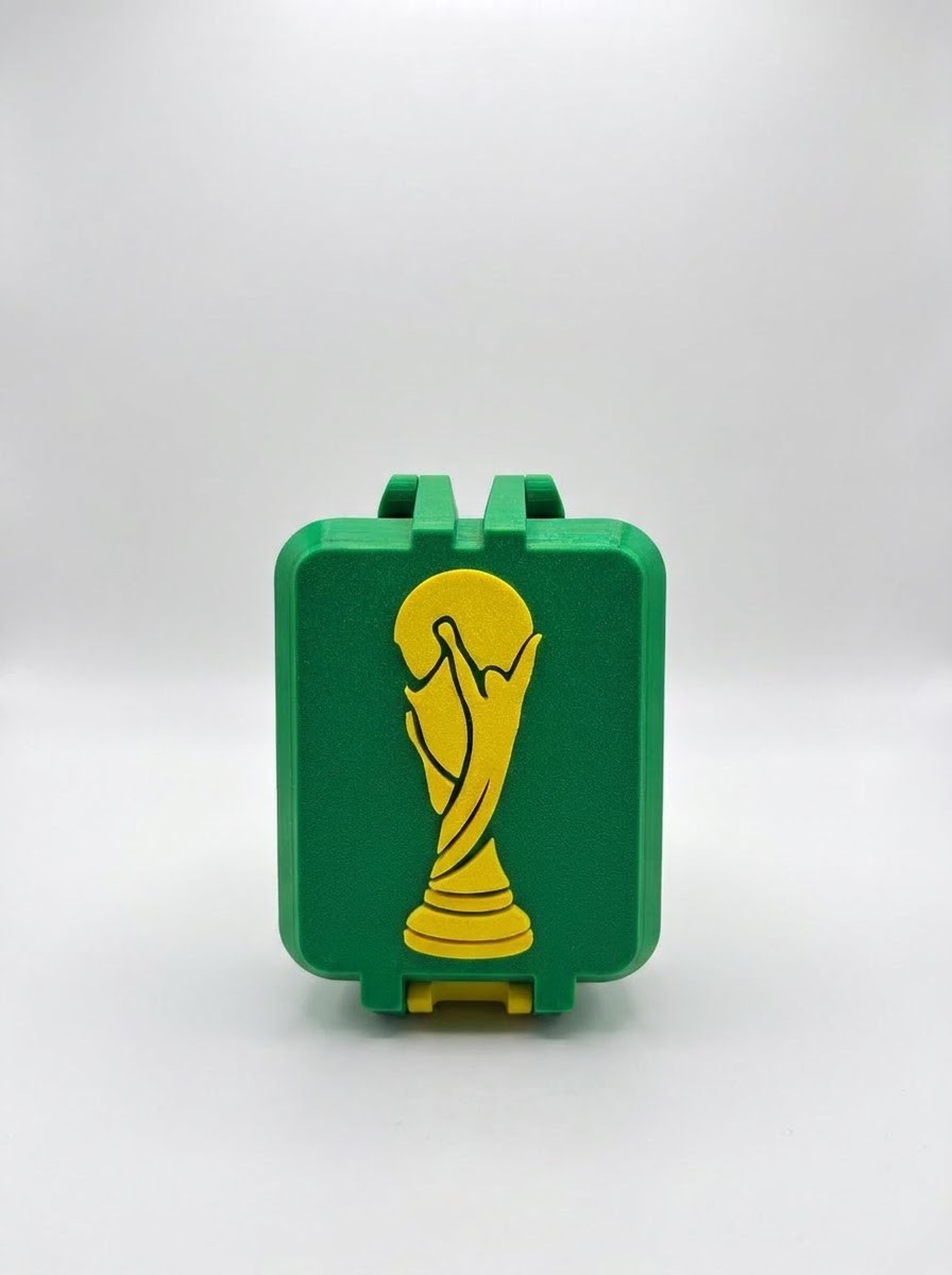 Caixa figurinhas Copa 3D — souvenirs personalizados evento tematico