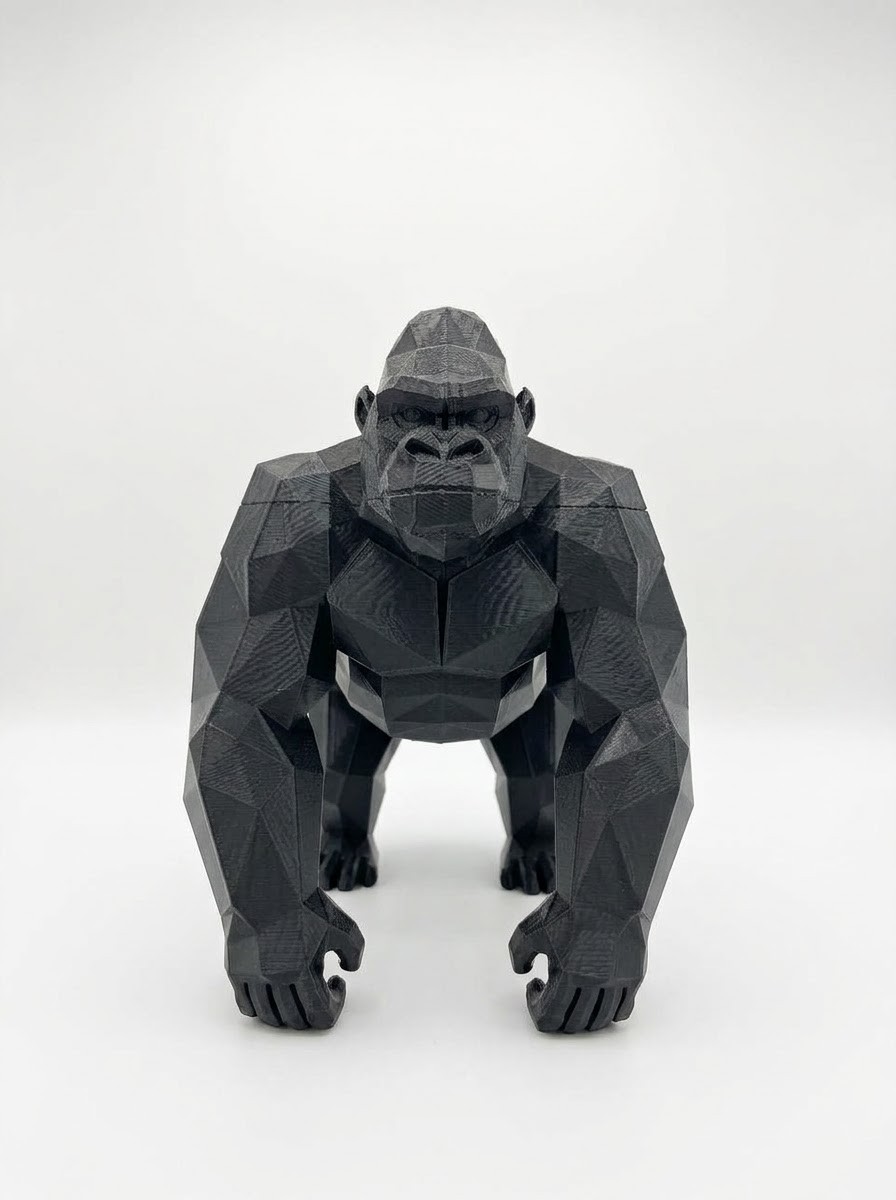 Gorilla Low Poly escultura geométrica 3D — decoração moderna LABO 3D