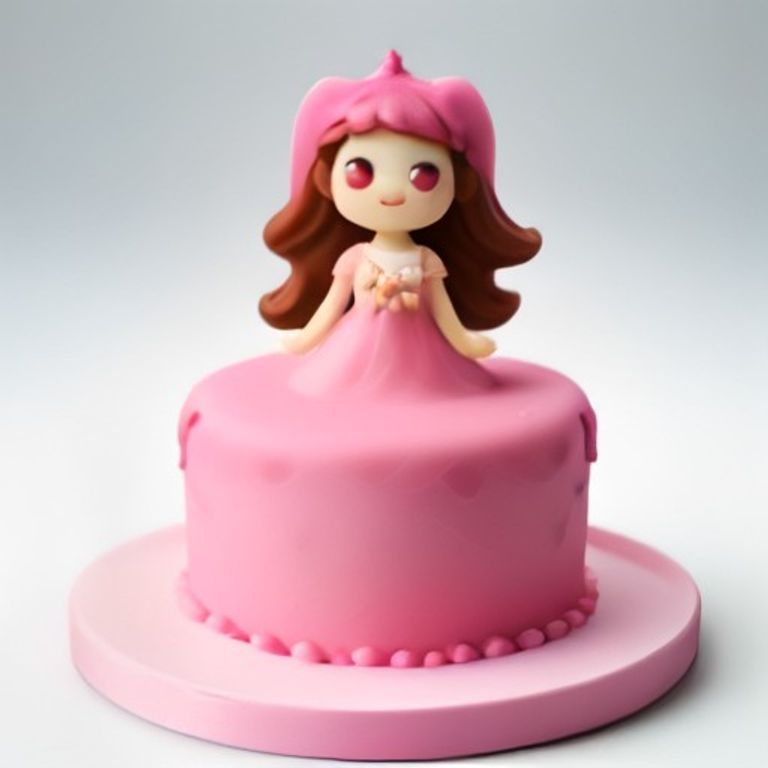 Cake topper 3D princesa chibi rosa aniversário infantil
